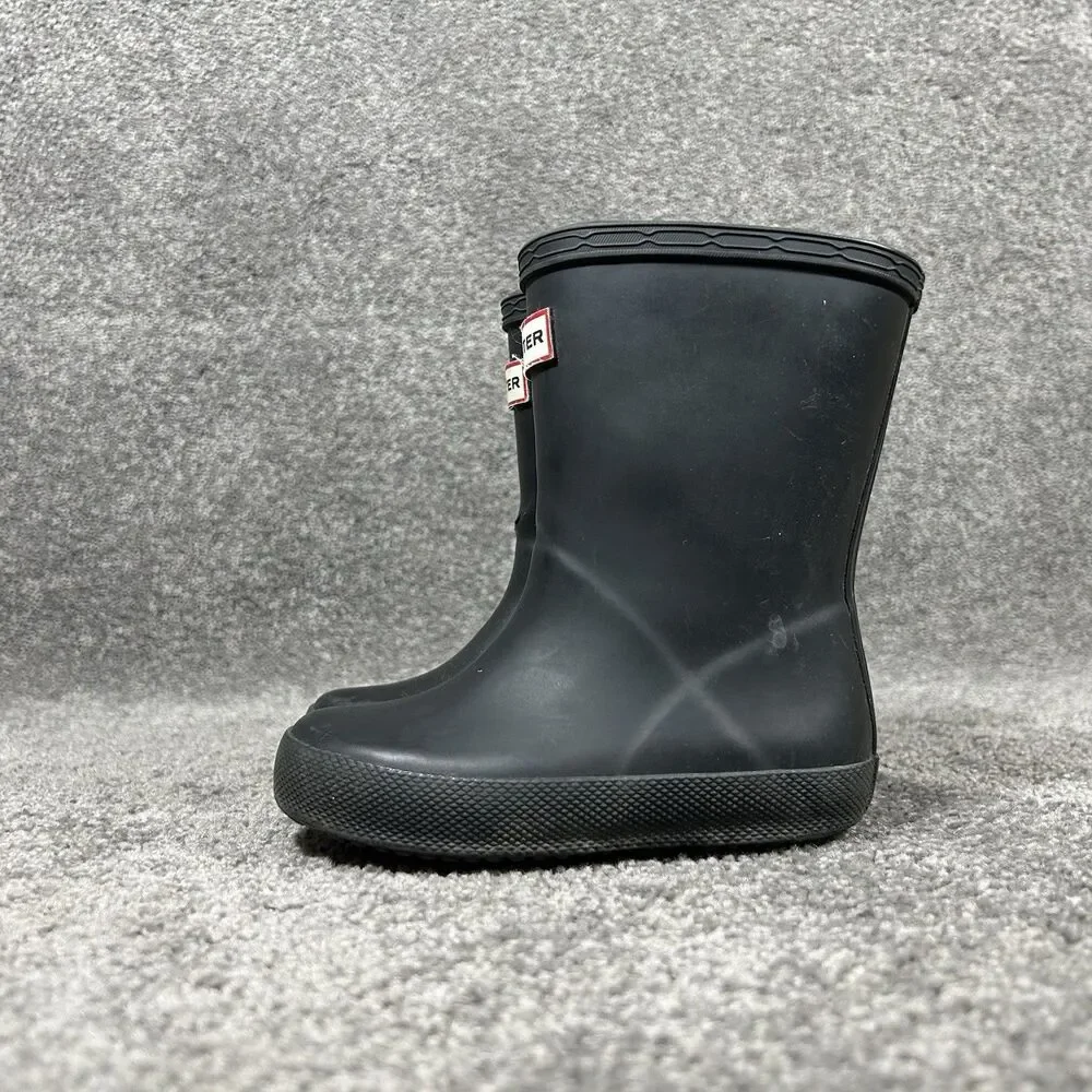 Hunter Kids First Classic Size 7 Boys 8 Girls Black Rain Boots Used See Pictures